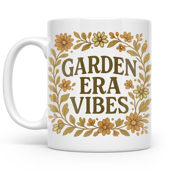 Garden Era 11 oz Coffee Mug - Vintage Design White Ceramic Gift