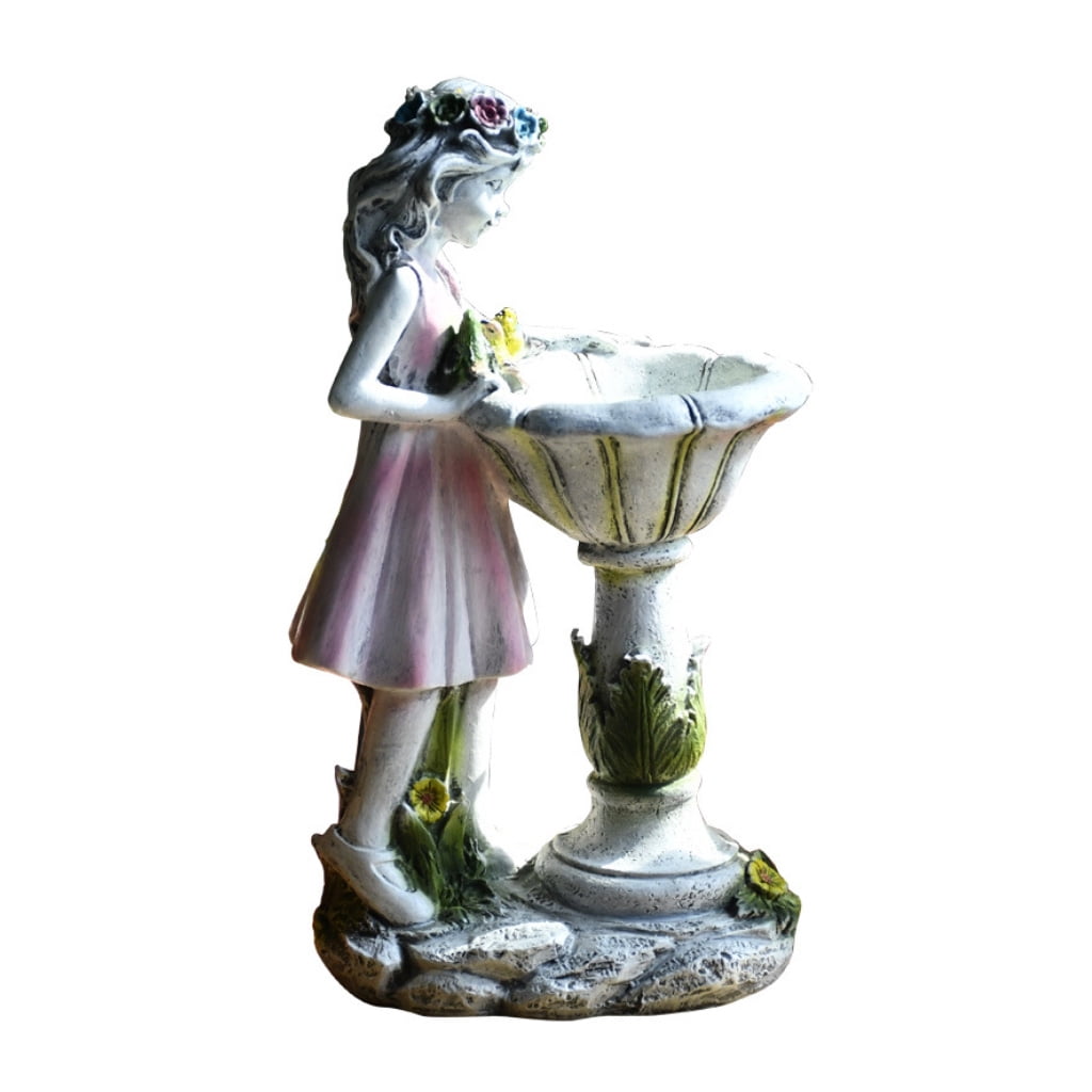 Garden Fairy Angel Statue Resin Craft Landscaping Figurine Sculpture with Solar LED Light Outdoor Decorations