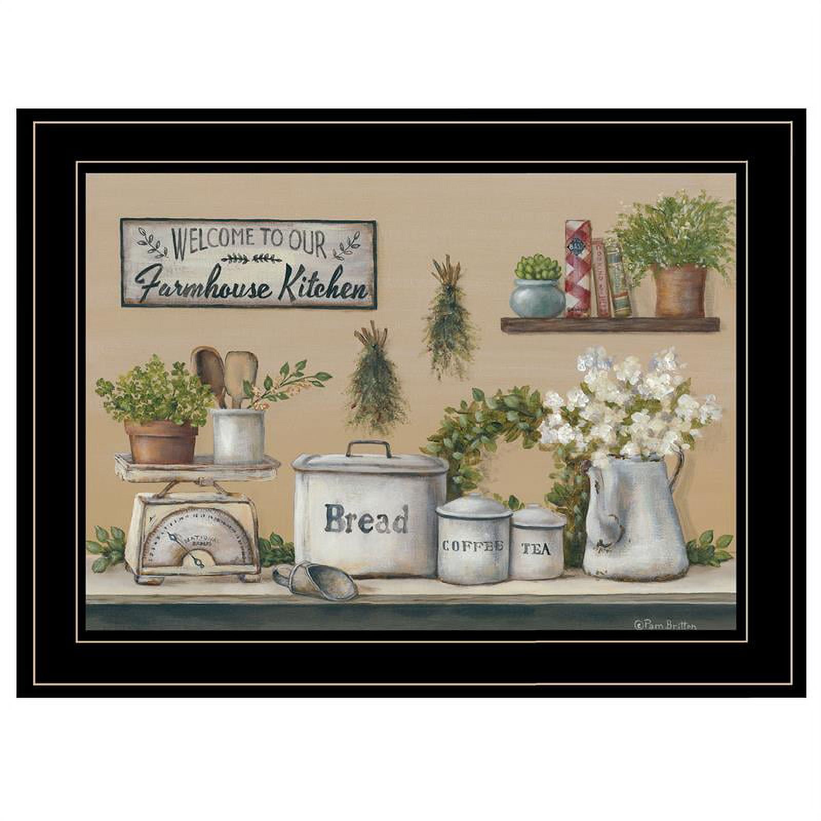 Garden Farmhouse Kitchen Black Framed Canvas Print