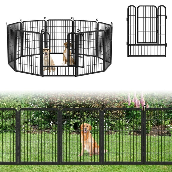 Garden Fence 22ft(L)×32in(H) No Dig Fence Panels with Gate Fencing for Yard Animal Barrier Decorative Garden Fencing for Backyard Patio Garden Fences and Borders for Dogs