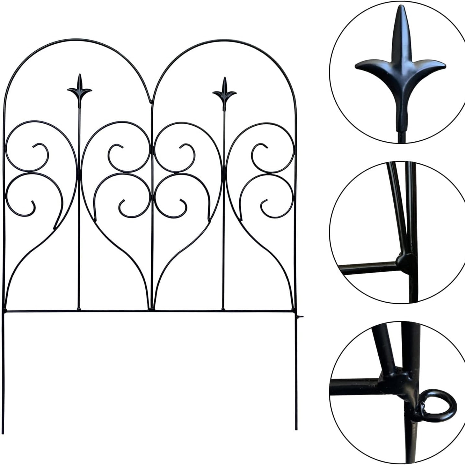 Garden Fence 32" H x 10ft (5 Panels), No Digging Heavy Duty Metal Fence Panels, Rustproof Outdoor Dog Fence Animal Barrier, Decorative Fencing for Flower Bed, Yard, Landscape Edging