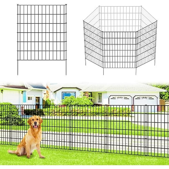 Garden Fence 32 inch H x 28 inch W (5 Panels, Total Length 11.6 ft) Metal Decorative Fence Rustproof Animal Barrier Fencing for Dog, Rabbits, and Patio,Yard