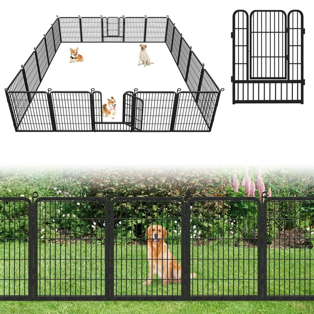 Garden Fence 43ft(L)×32in(H) No Dig Fence Panels with Gate Fencing for ...