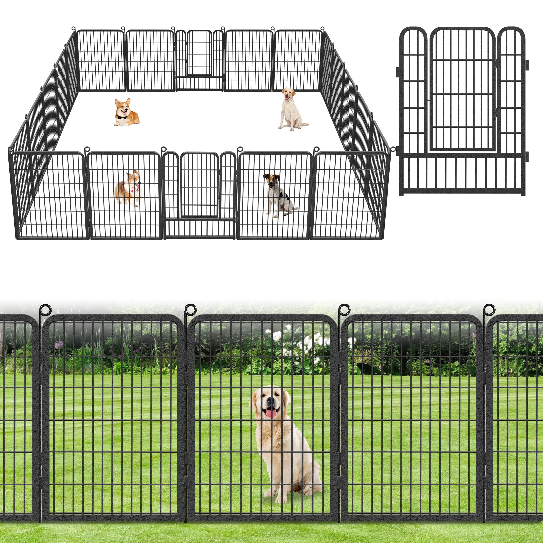 Garden Fence 45ft(L)×40in(H) No Dig Fence Panels with Gate Fencing for Yard Animal Barrier Decorative Garden Fencing for Backyard Patio Garden Fences and Borders for Dogs