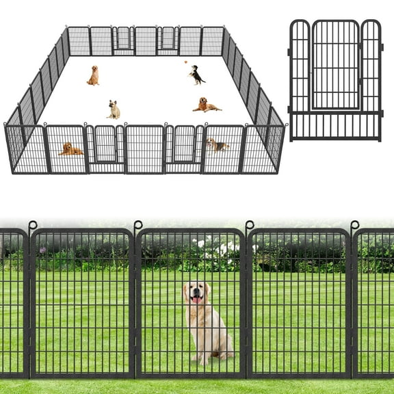 Garden Fence 63ft(L)×40in(H) No Dig Fence Panels with Gate Fencing for Yard Animal Barrier Decorative Garden Fencing for Backyard Patio Garden Fences and Borders for Dogs