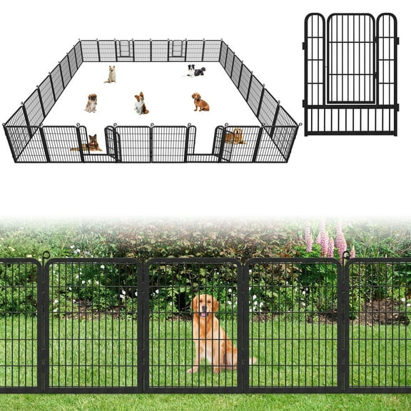 Garden Fence 65ft(L)×32in(H) No Dig Fence Panels with Gate Fencing for Yard Animal Barrier Decorative Garden Fencing for Backyard Patio Garden Fences and Borders for Dogs