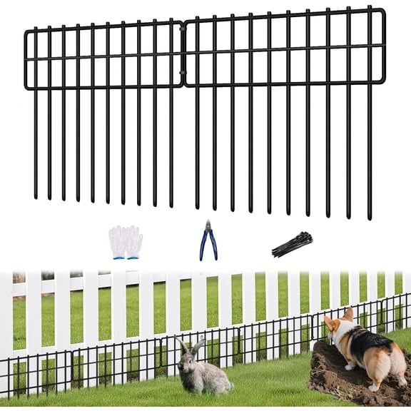 Garden Fence Animal Barrier, 14 Panels No Dig Fence 20ft(L) x13in(H), Rustproof Metal Defense Border, Dogs Rabbits Blocker Fence for Outdoor Yard & Patio
