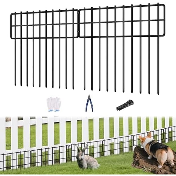 Garden Fence Animal Barrier, 30 Panels No Dig Fence 42.5ft(L) x13in(H), Rustproof Metal Defense Border, Dogs Rabbits Blocker Fence for Outdoor Yard & Patio