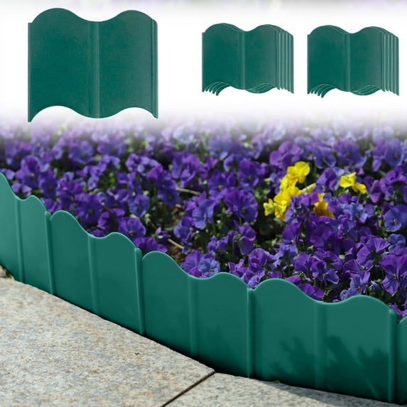 Garden Fence Border 10 Pack,Interlocking Decorative Plastic Edging For Flower Bed Patio Lawn And Outdoor Garden Use(Green)