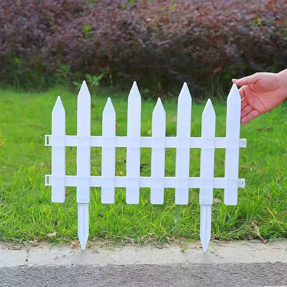 Garden Fence Border,White Picket Fence Garden Border,Garden Fence Small,White Picket Fence Garden Border,Plastic Edgings(L 20*12IN Ground Plug)