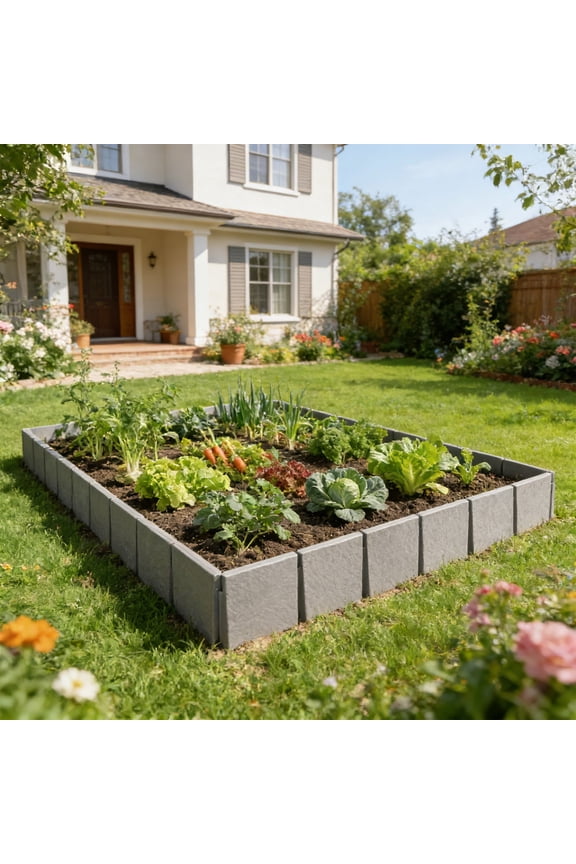 Garden Fence Decorative Outdoor, Plastic Fence Edging Splicing Panels with Stone-Like Texture, No Dig Flower Bed Border Fencing for Courtyard, Vegetable Garden, and Patio Landscaping, 5 Pack