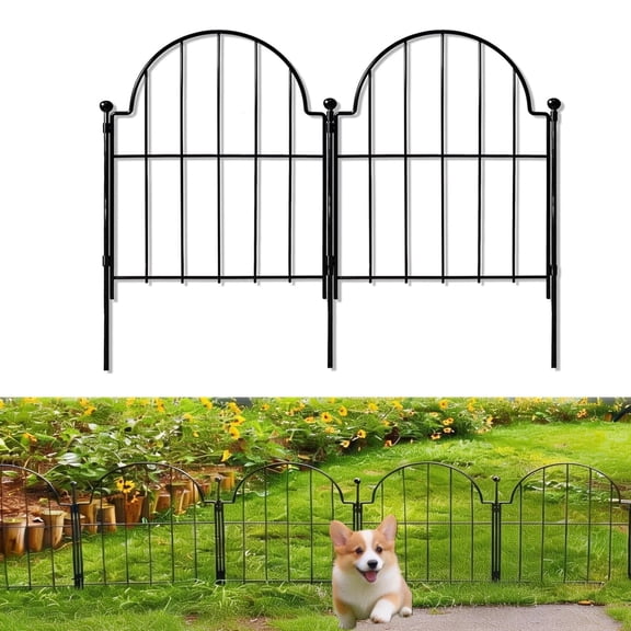10Pcs Decorative Garden Fence, Rustproof Metal No Dig Garden Fencing Border, Total 22 in(H) x 10.83 ft(L) Outdoor Animal Barrier,Arched