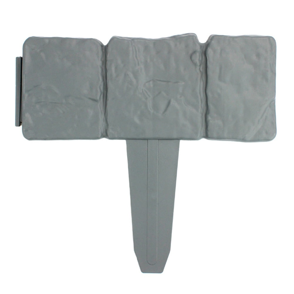 Garden Fence Edging, Garden Border Edging Stones, Imitation Stone Fence Garden Plastic Fence, Home Garden Border Edging Plastic Fence for Garden Lawn and Landscape Edging (Gray, 20 Pcs)