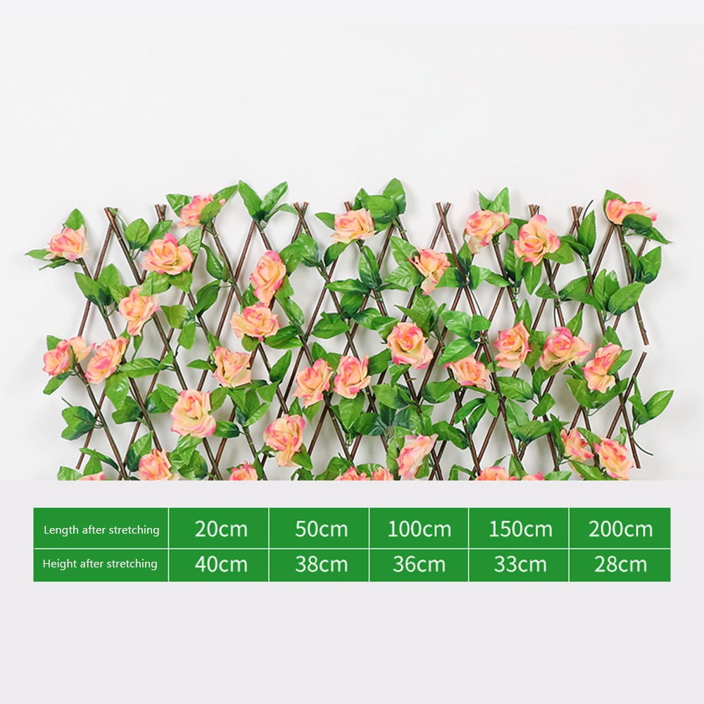 Garden Fence Expanding Trellis Artificial Rose Flower Garden Wall Leaf