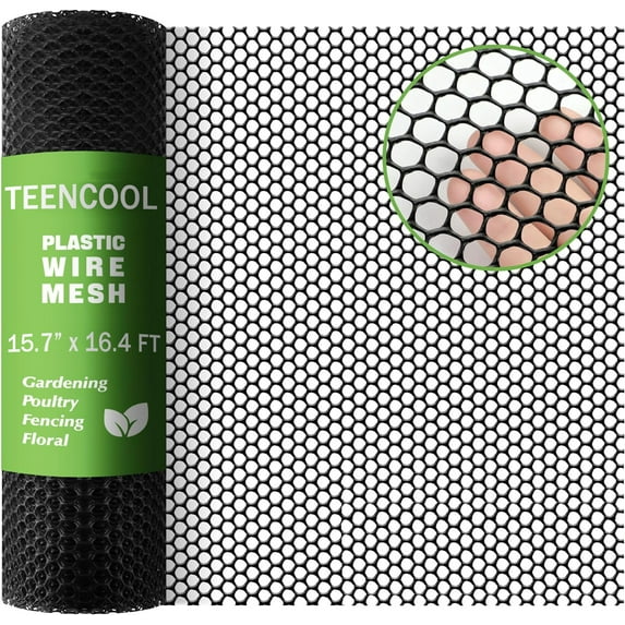 Garden Fence Mesh 15.7in x 16.7FT Plastic Chicken Wire Fence Mesh, Durable And Lightweight Garden Fencing,Chicken Frame For Crafts Gardening Poultry Fencing