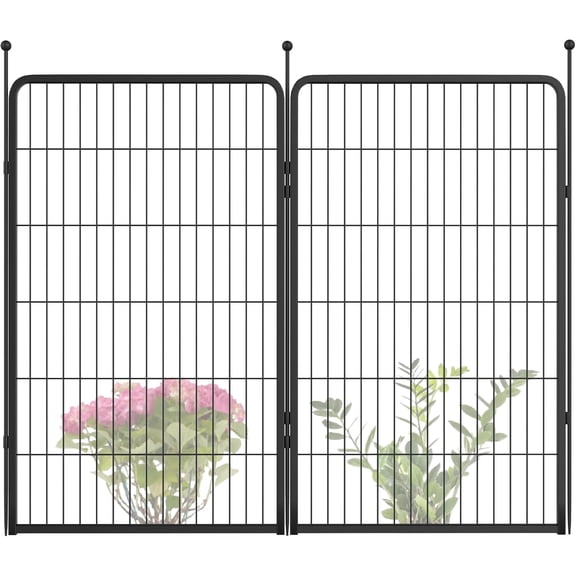 Garden Fence Outdoor for the Yard 45in(H) x 4.5ft(L) Heavy Duty Metal Animal Barrier for Dog, No Dig Decorative Dog Fence, 2 Panels, Black