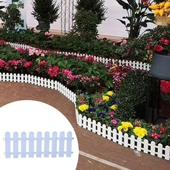 Garden Fence, PVC Edging, Yard Border, Mini Fence for Flower Beds, Decorative Garden Border, Easy Install Landscape Edging, White Garden Divider