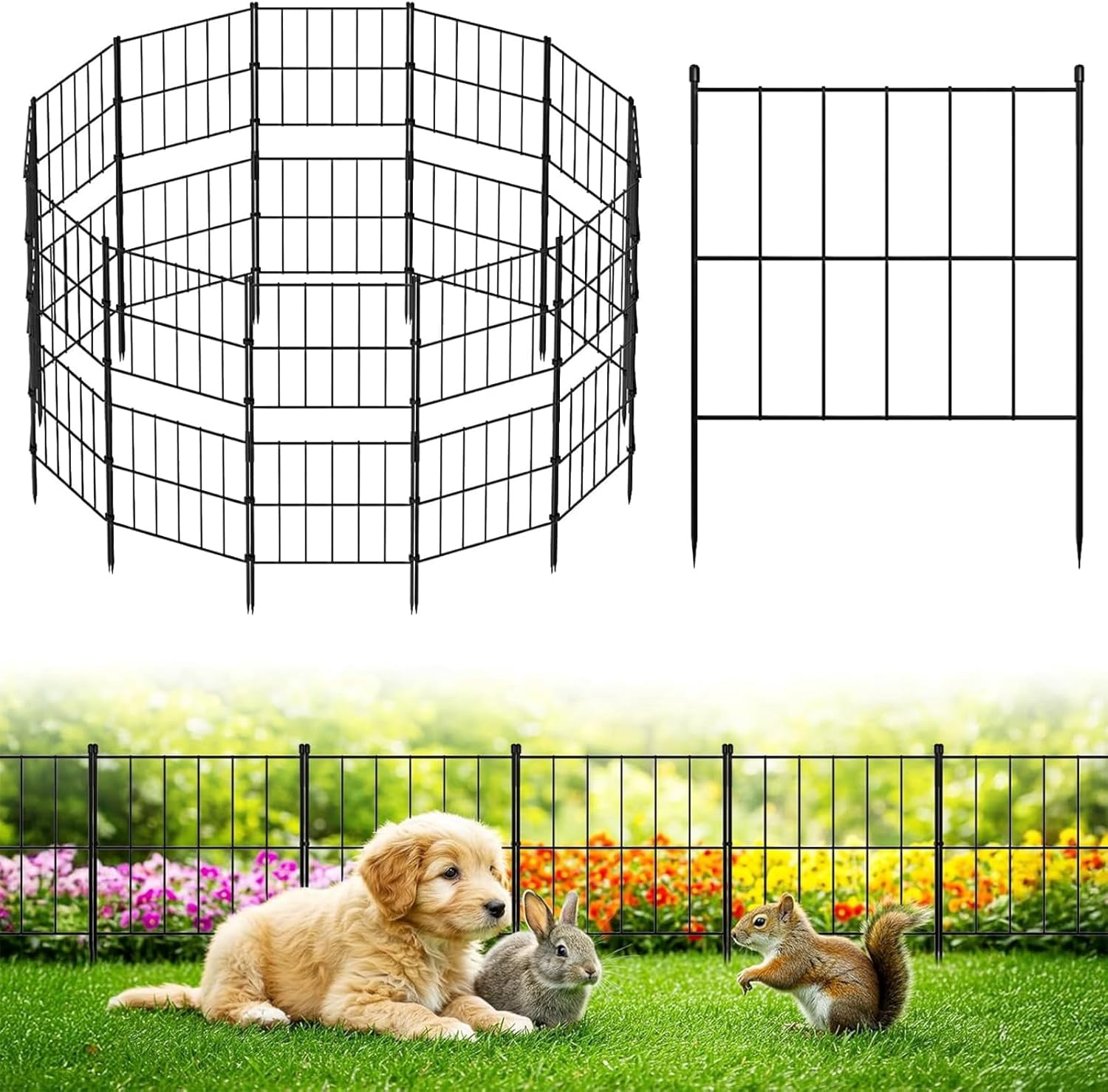 Garden Fence Tall 32in(H) x 13ft(L), 24 Panels Stackable Animal Barrier ...