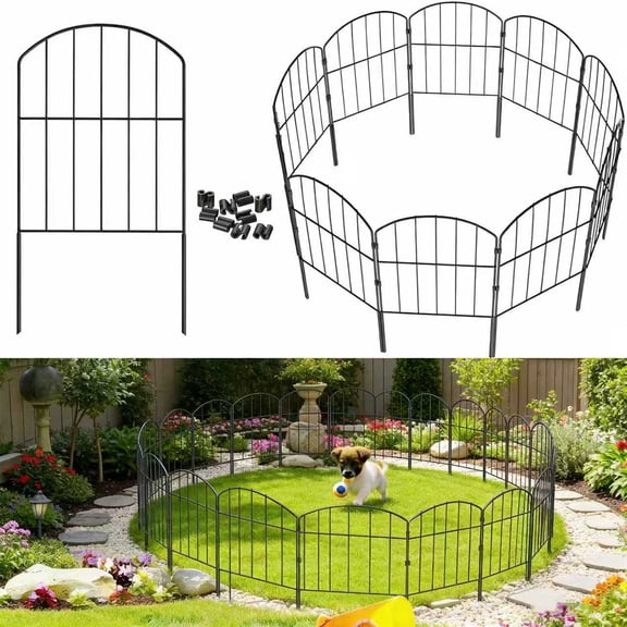 10 Pack Decorative Garden Fence Panels Animal Barrier for Dog, Arched Flower Bed Edging Ornamental Wire Border Panel Fencing for Yard Patio Outdoor Decor