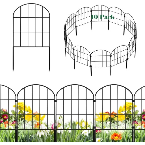 Saburrnity 10 pack Decorative Garden Fence Panels Animal Barrier for Dog, Arched Flower Bed Edging Ornamental Wire Border Panel Fencing for Yard Patio Outdoor Decor