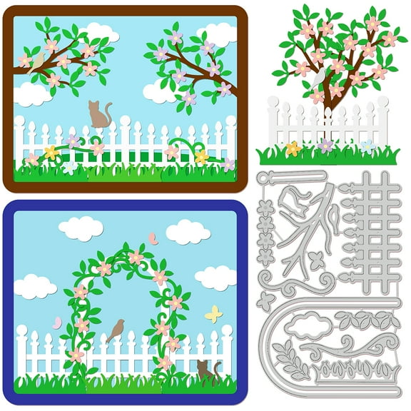Garden Fences Die Cuts Tree and Plants Embossing Template Flower Carbon Steel Die Set DIY
