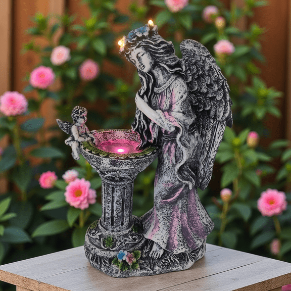 Garden Figurines Light Angel Statue Outdoor Decor for Yard Patio Solar Powered Fairy Decor Led Color Changing Light