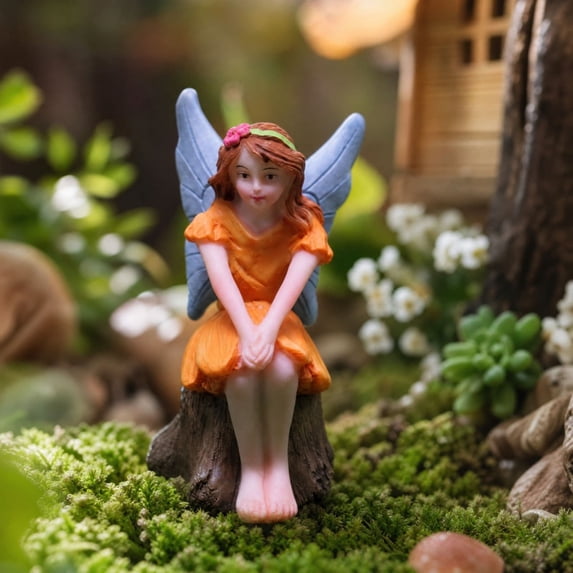Garden Figurines Miniature Resin Fairies Statues Ornaments for Garden Terrarium Pot Yard Decor Indoor Outdoor Home Party Gift Fairy Garden Decor