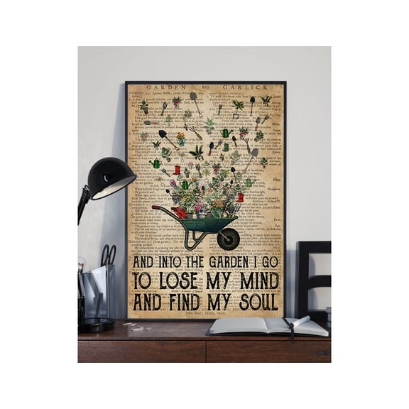Garden Find My Soul Gardening Poster Vintage Poster Home Decor Wheelbarrow Poster Gardening Tools Garden Poster Wall Art 11 x 17 Inch Poster
