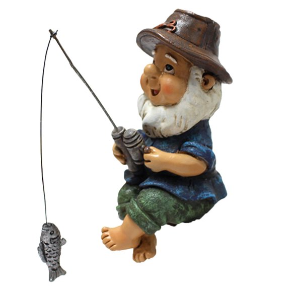 Garden Fishing Dwarf Statue, Resin Fishing Dwarf Doll, Sculpture Resin Elf, Suitable For Courtyard, Lawn, Pond, Swimming Pool, Riverside Decoration.