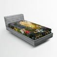 thumbnail image 1 of Ambesonne Nature Fitted Sheet, Flowers Blossoms Scene, Twin XL Size, Charcoal Green Red, 1 of 2