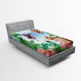 thumbnail image 1 of Garden Fitted Sheet, Gardening Theme Illustration of Butterfly Ladybug Worm Flowers and Grass, Soft Decorative Fabric Bedding, Twin XL Size, Jade Green Fern Green, by Ambesonne, 1 of 2