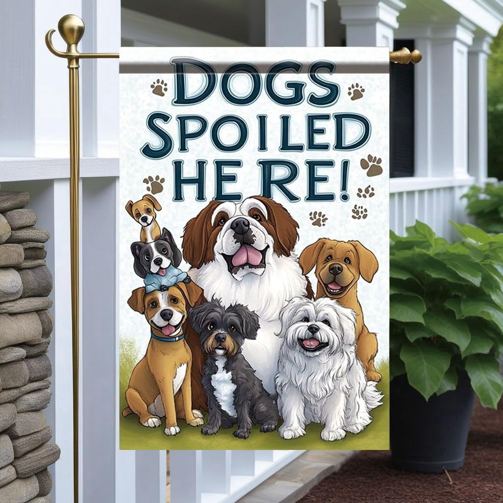 Garden Flag 12x18 Inch Double Sided Outdoor Yard Banner with Cute Dog ...