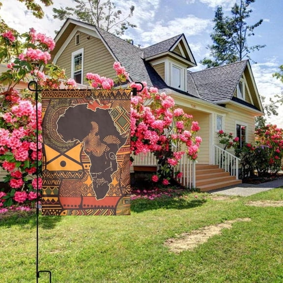 Garden Flag 12x18 Inch Double-Sided Vertical Seasonal Welcome Flag No Fade Outside Flags African Map Ethnic Pattern Yard Banner Party Holiday Indoor Outdoor Home Decoration