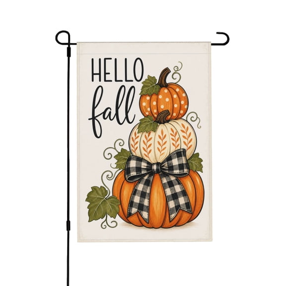 Garden Flag 12x18 Inch Fall Pumpkins with Bow Rustic Outdoor Decor