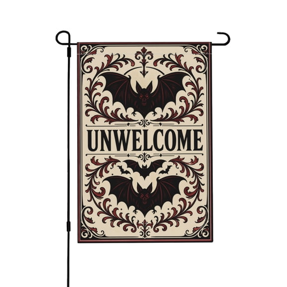 Garden Flag 12x18 Inch Gothic Bat Design Outdoor Wall Decor Sign