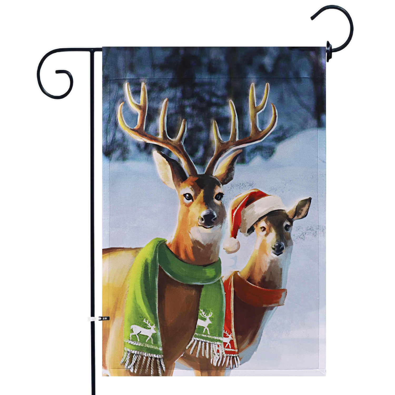 Jetlifee 12 x 18 Burlap Elks Christmas Outdoor Flag and Banner, Single Sided Decor