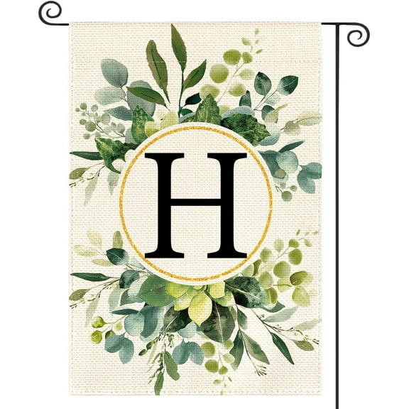 Garden Flag 12x18 Inch Monogram Letter H Floral Double Sided Family Last Name Initial Yard Decor