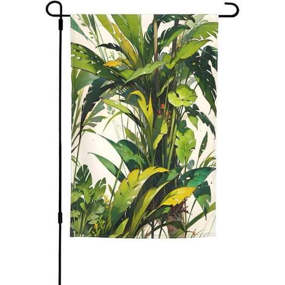 Garden Flag 12x18 inch, Custom Double Sided Yard Flags Banners, Outdoor Holiday Decorative Flag for Outside Lawn Patio Home Decoration, Green Palm Leaves