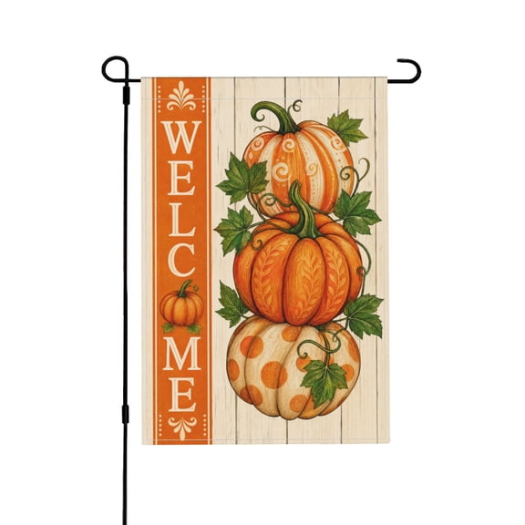 Garden Flag 12x18 inch Orange Welcome Pumpkin Outdoor Decor Vintage Style