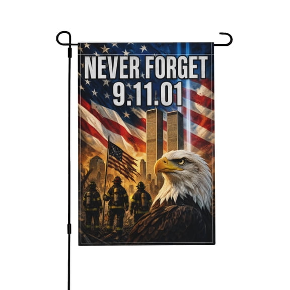 Garden Flag 9/11 Memorial Eagle American Flag Firefighter Outdoor Decor 12x18