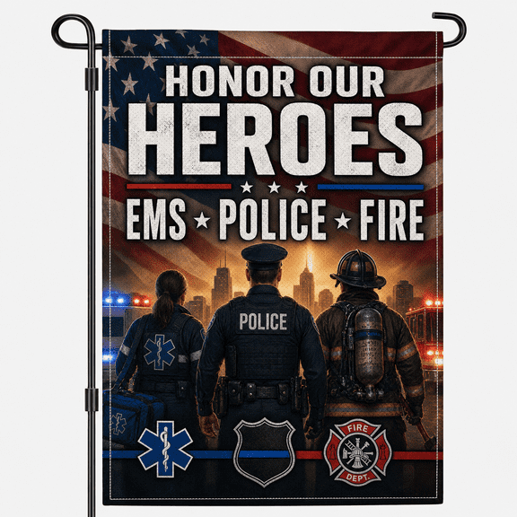 Garden Flag 9/11 Memorial First Responder Tribute Yard Display for EMS Police Firefighter Supporters