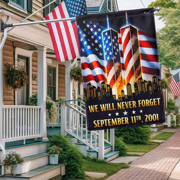 Garden Flag 911 Patriot Day We Will Never Forget September 11 Attacks, Memorial, 12x18 POLE NOT INCLUDED