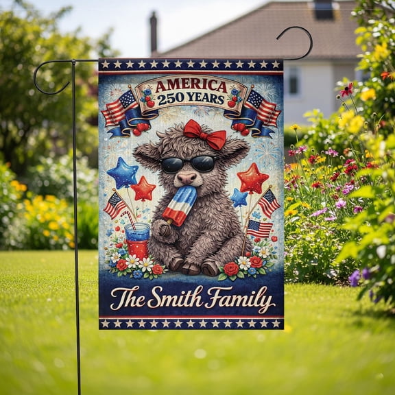 Garden Flag America 250 Flag Outdoor Decor Custom Family Name Flag V246, 12x18 POLE NOT INCLUDED