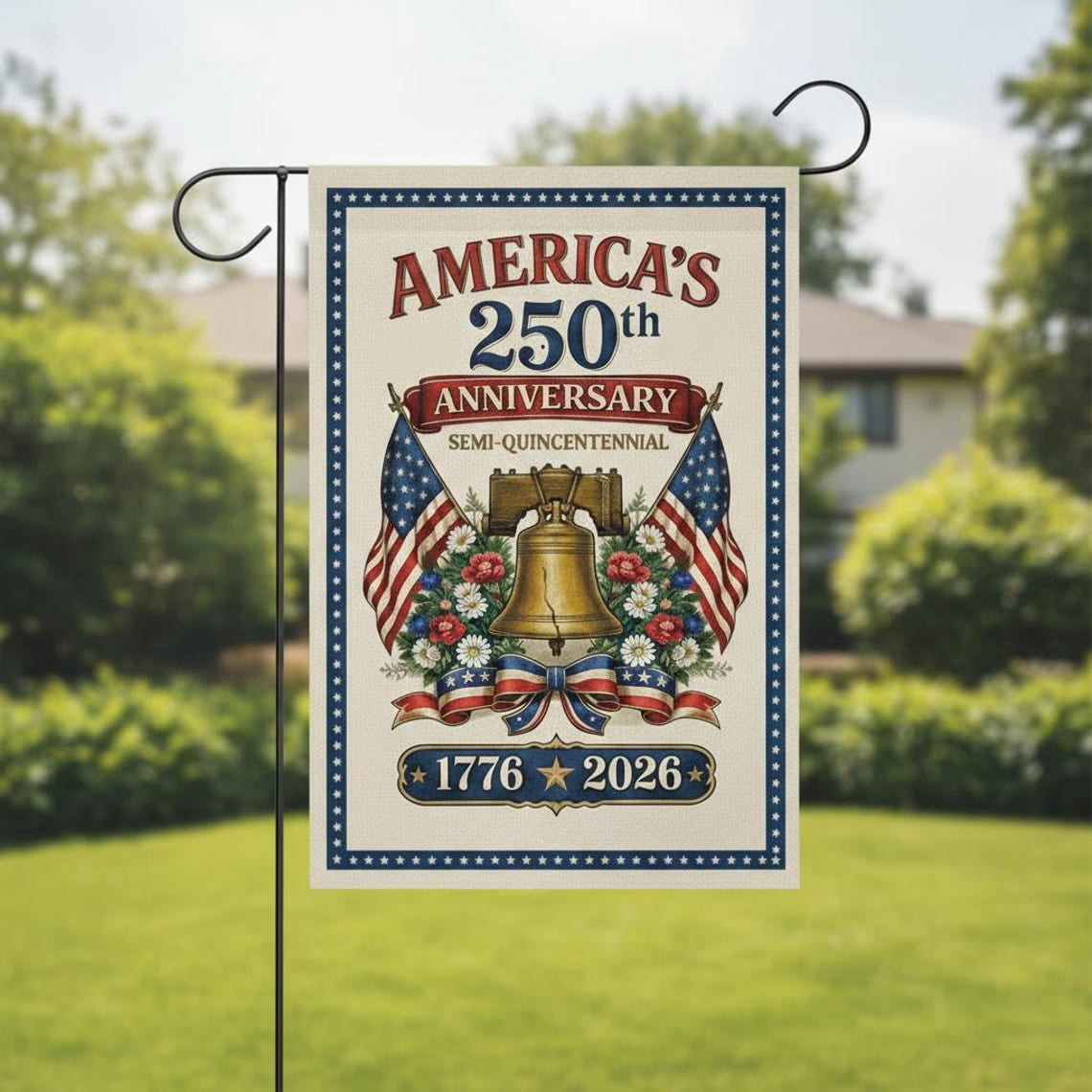 Garden Flag America 250 Semiquincentennial Liberty Bell V712, 12x18 POLE NOT INCLUDED