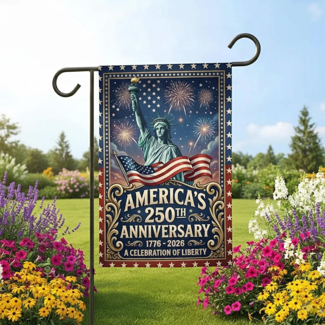 Garden Flag America 250th Birthday 250 Years American 1776 Anniversary V724, 12x18 POLE NOT INCLUDED
