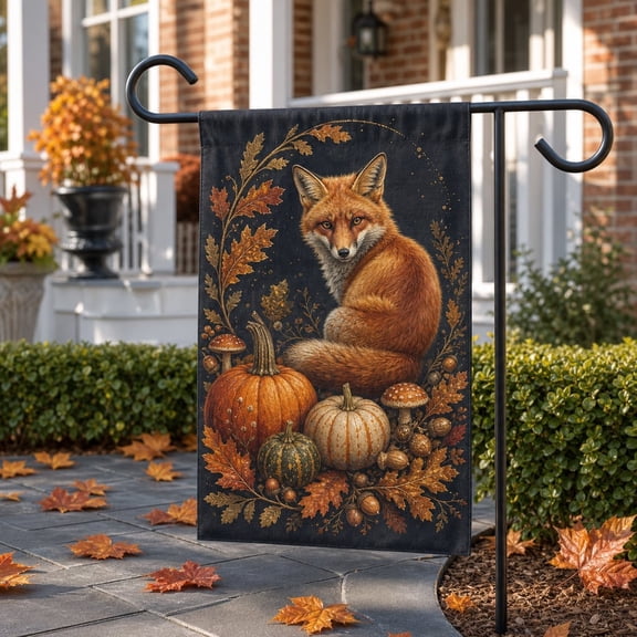 Garden Flag Autumn Fox Polyester Outdoor Yard Decor for Fox Lovers