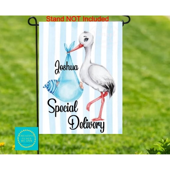 Garden Flag Baby Boy Flag Baby Girl Welcome Baby Stork Special Delivery Shower V394, 12x18 POLE NOT INCLUDED