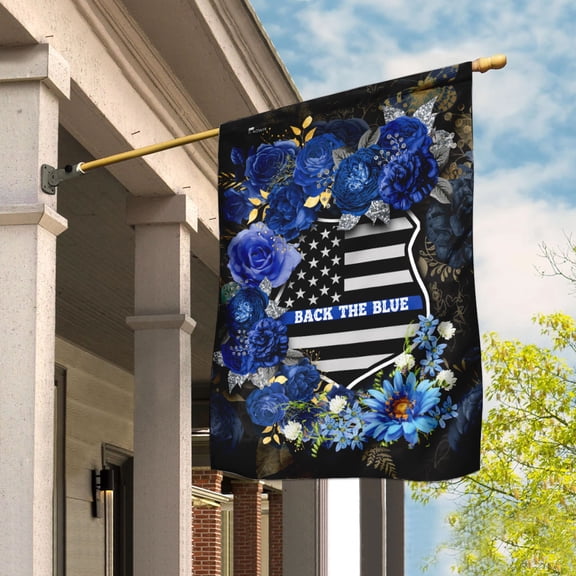 Garden Flag Back The Blue Police Officer, Law Enforcement Support, 12x18 POLE NOT INCLUDED