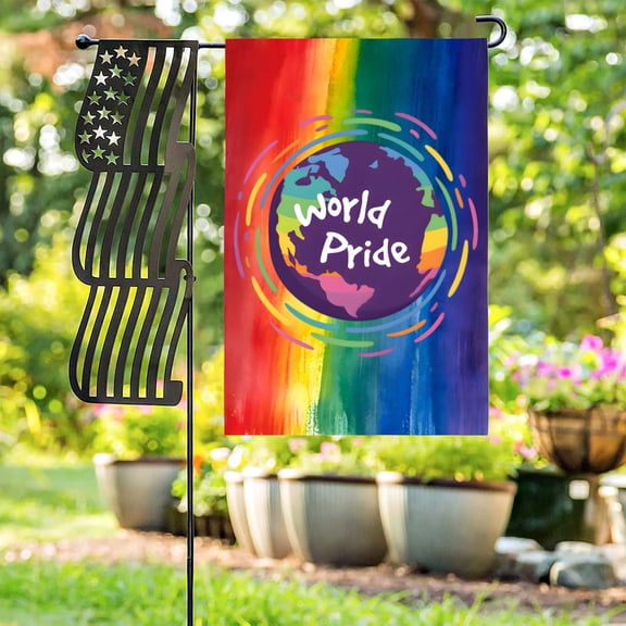 Garden Flag Banner Rainbow LGBTQ World Pride 12x18 Linen Garden Flag Linen Garden Flag 12" x 18"