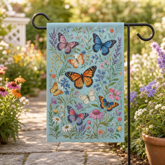 Garden Flag Be Kind to All Kinds Butterfly Floral Yard Welcome Sign for Nature Lovers